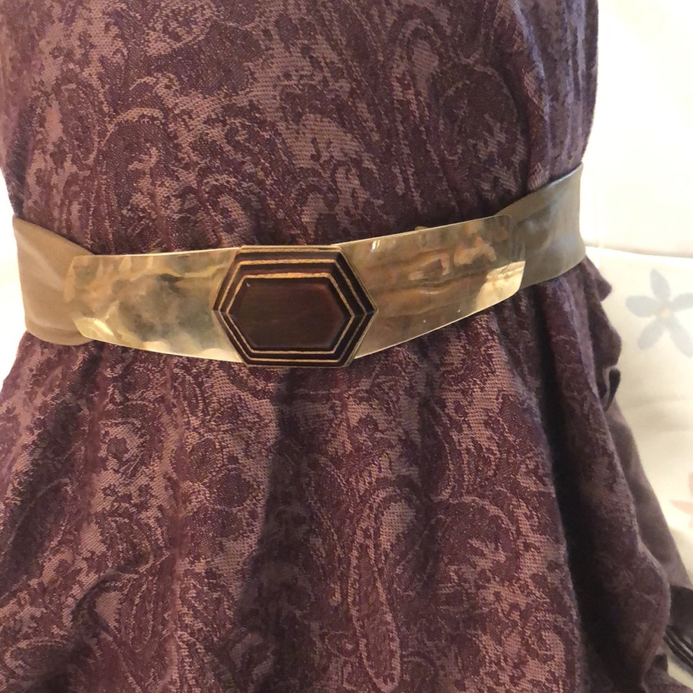 Vintage Bonnie Boynton Elephant Leather Belt w/wood on metal buckle f/32” waist